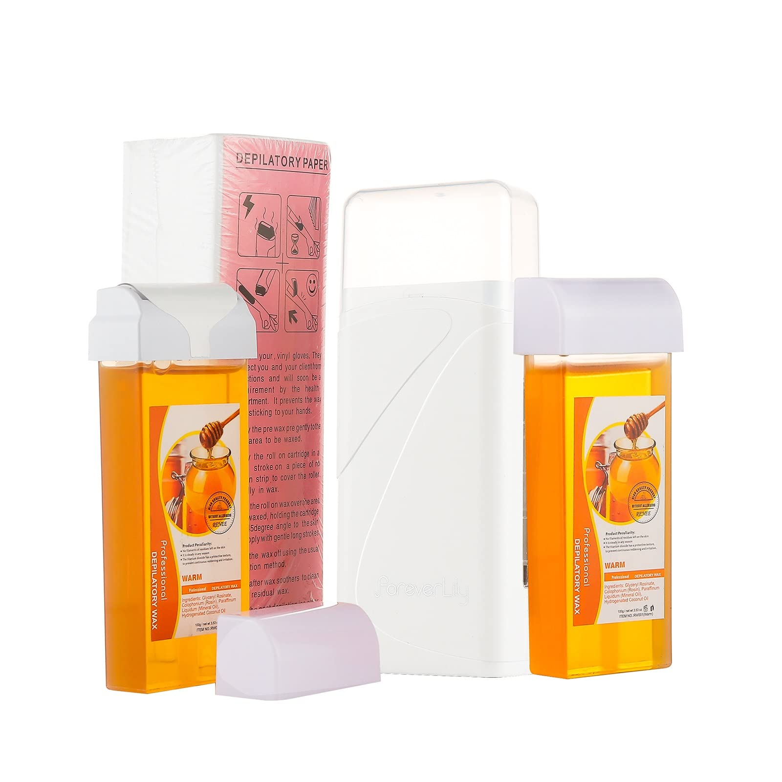Amazon.com : Roll on Wax Kit for Hair Removal Roller Waxing Kit for Man  Women Roll on Wax Warmer with 2 Honey Soft Wax Cartridge Wax Heater Set,  foreverLily : Beauty u0026