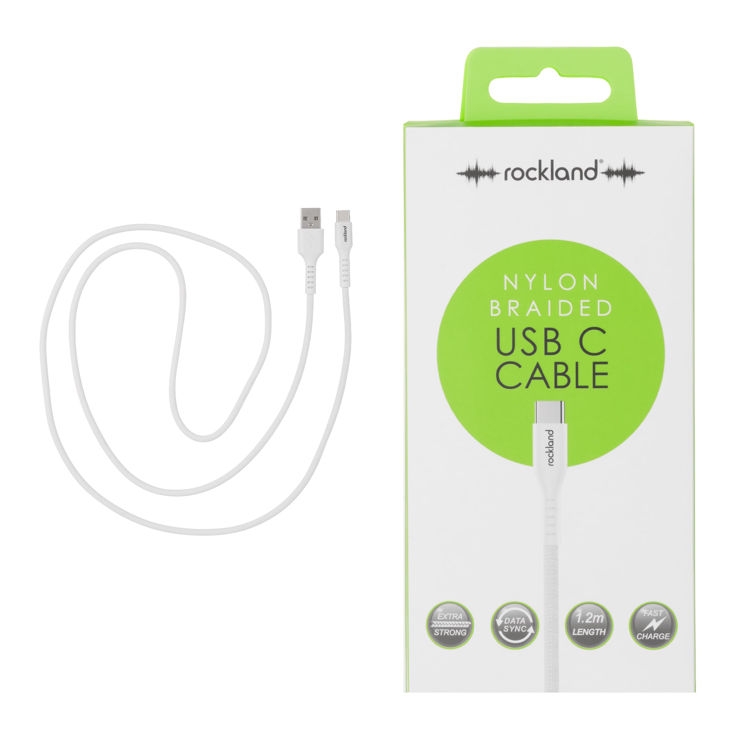 Rockland Braided Fast Charge Usb C Data Sync Cable 1.2M