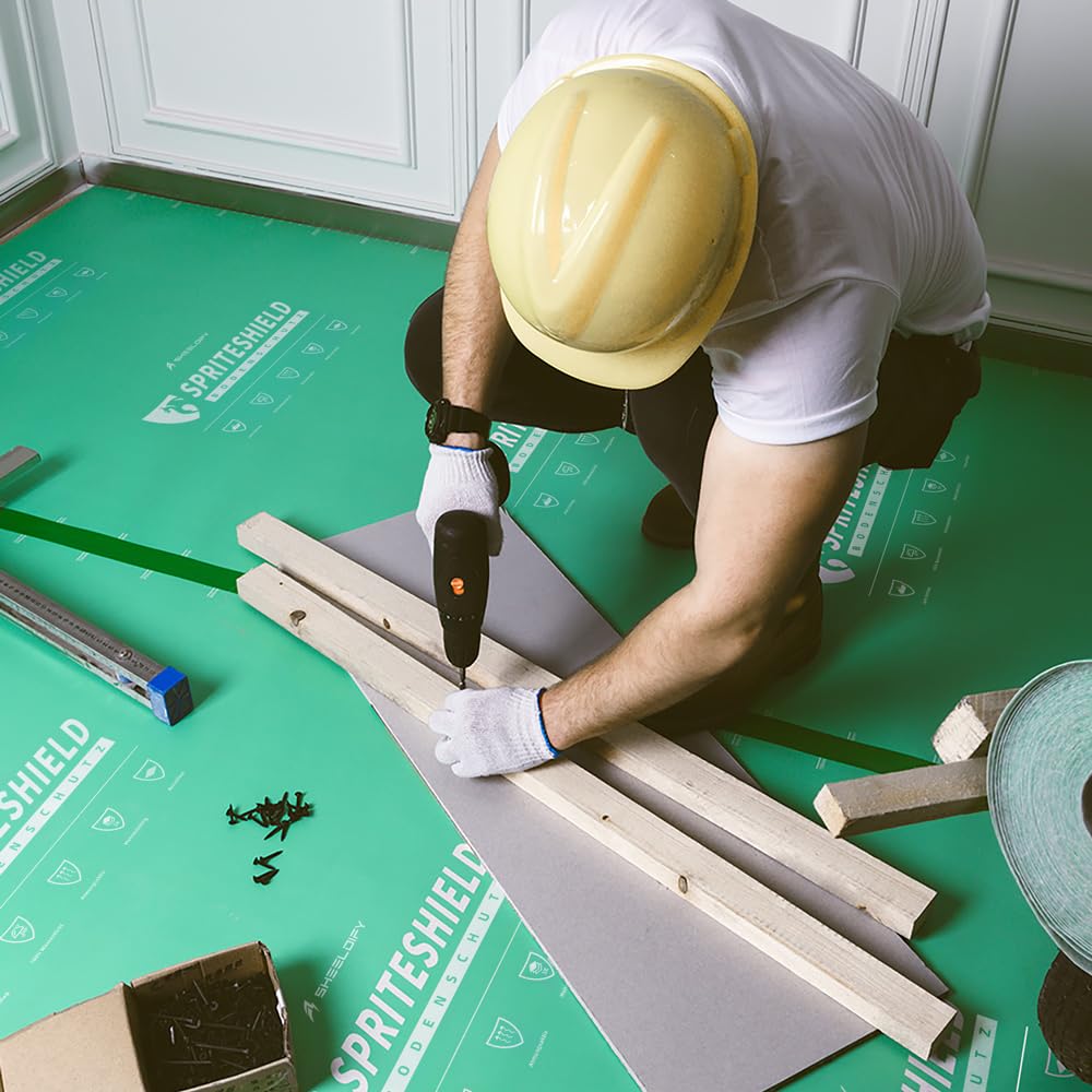 Sheeldify™ Spriteshield™ Protector de suelo resistente 1 m x 30 m, color verde, fieltro de pintor, antideslizante, para renovación de mudanzas, protección profesional, protección de superficies