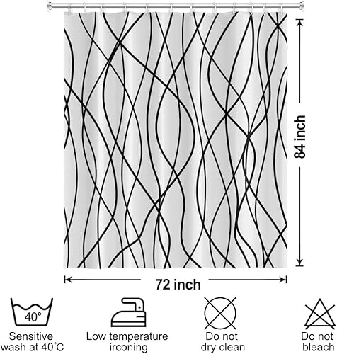 Miniatura 172 de Cortina de ducha pequeña a rayas gris claro degradado para baño, 36 x 72 pulgadas, juego de cortina de ducha geométrica para cabina de RV con Gris