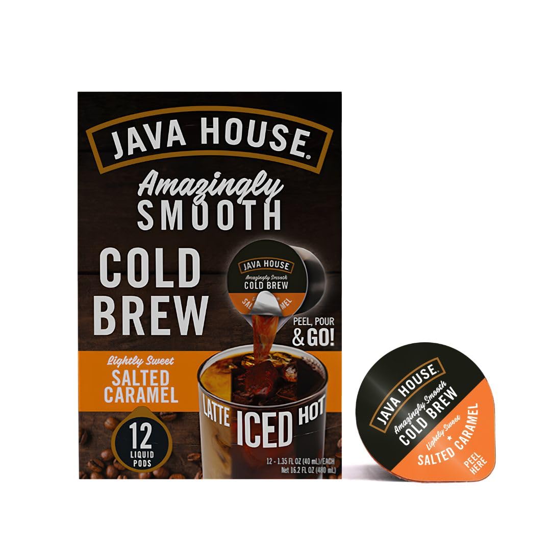 Java House Cold Brew Coffee Concentrate, Salted Caramel, 12 Count | Single Serve Liquid P…