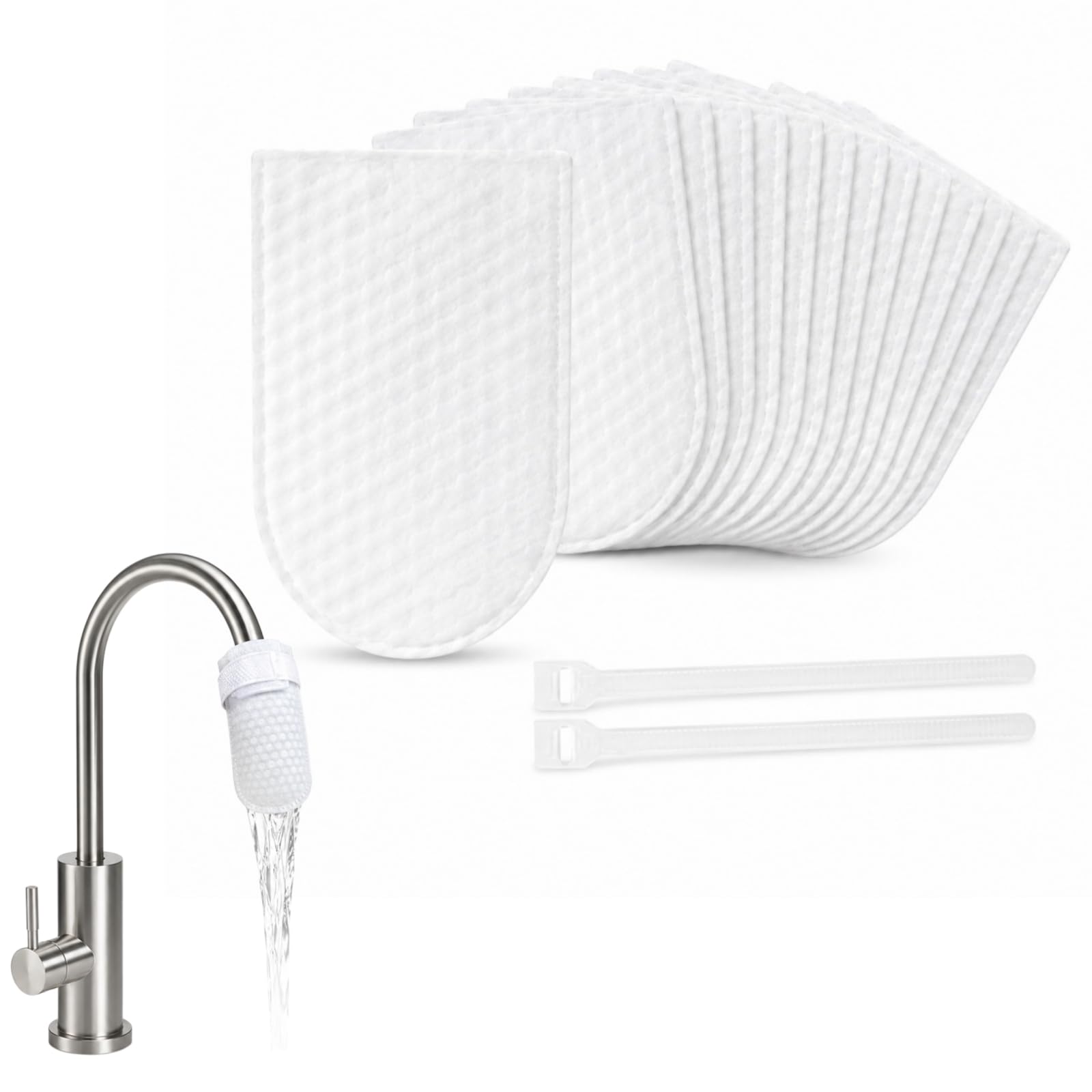Faucet Filter Cotton Bag, 100/200/300/400 pcs Universal Faucet Filter Bags for Kitchen Sink, Anti-Splash Tap Water Filters Sleeve (100pcs)