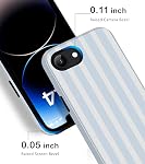 Compatible with iPhone 16e/17e Case Cute Striped Aesthetic for Women Girls Simple Chic Girly Dual Layer Hybrid Protection Elegant Case for iPhone 16e for iPhone 17e-Blue