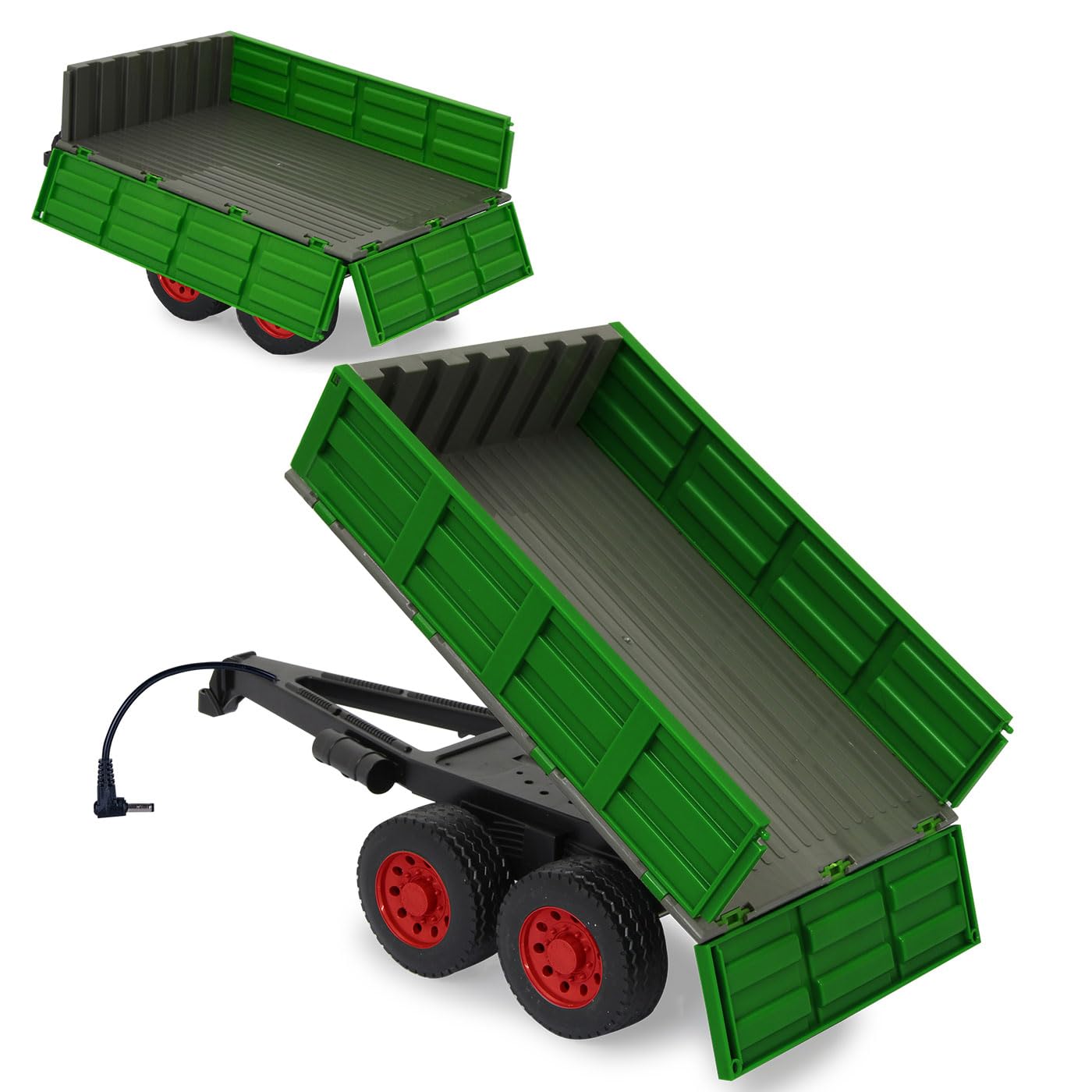JAMARA 423284 Tipper Dark Green for RC Tractor 1:16 Agriculture Accessories, Agriculture Attachment, Gift for Children, RC Plug, Loading Area Up/Down with RC