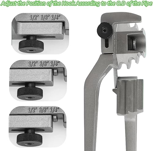 Miniatura 11 de Dobladora de tubos 3 en 1 de 1/4", 5/16", 3/8" (6/8/0.394 in) O.D. Dobladora de tubos 3 en 1, dobladora de tubos HVAC de 180°, herramienta