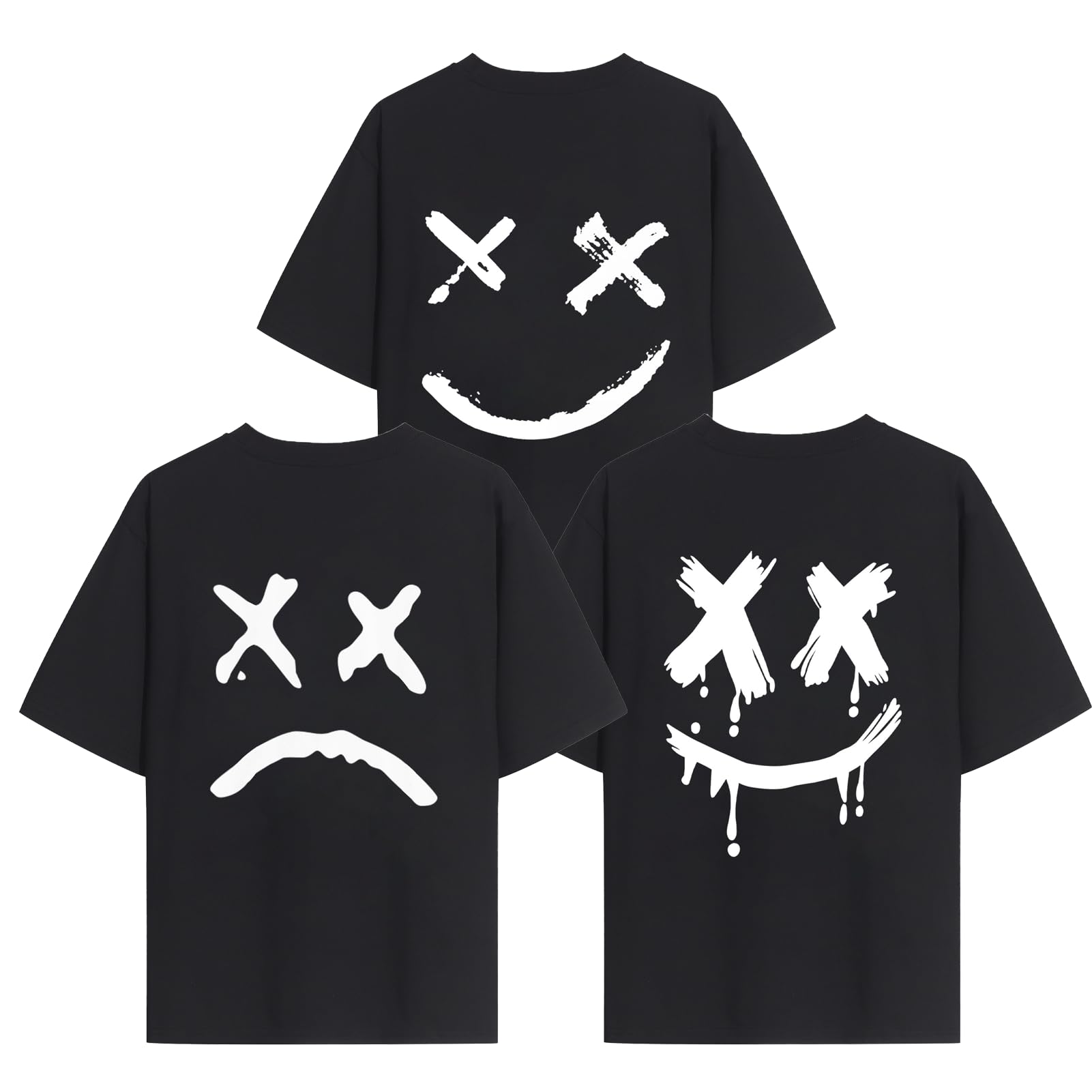 3er-Pack Baumwoll Freizeit T-Shirts mit Rundhals für Herren | Graphic Hemd Kurzarm Sommer T-Shirt im Minimalistischen Mode Oberteil Set Lässiges Kurzarm T-Shirt Multipack mit Aufdruck
