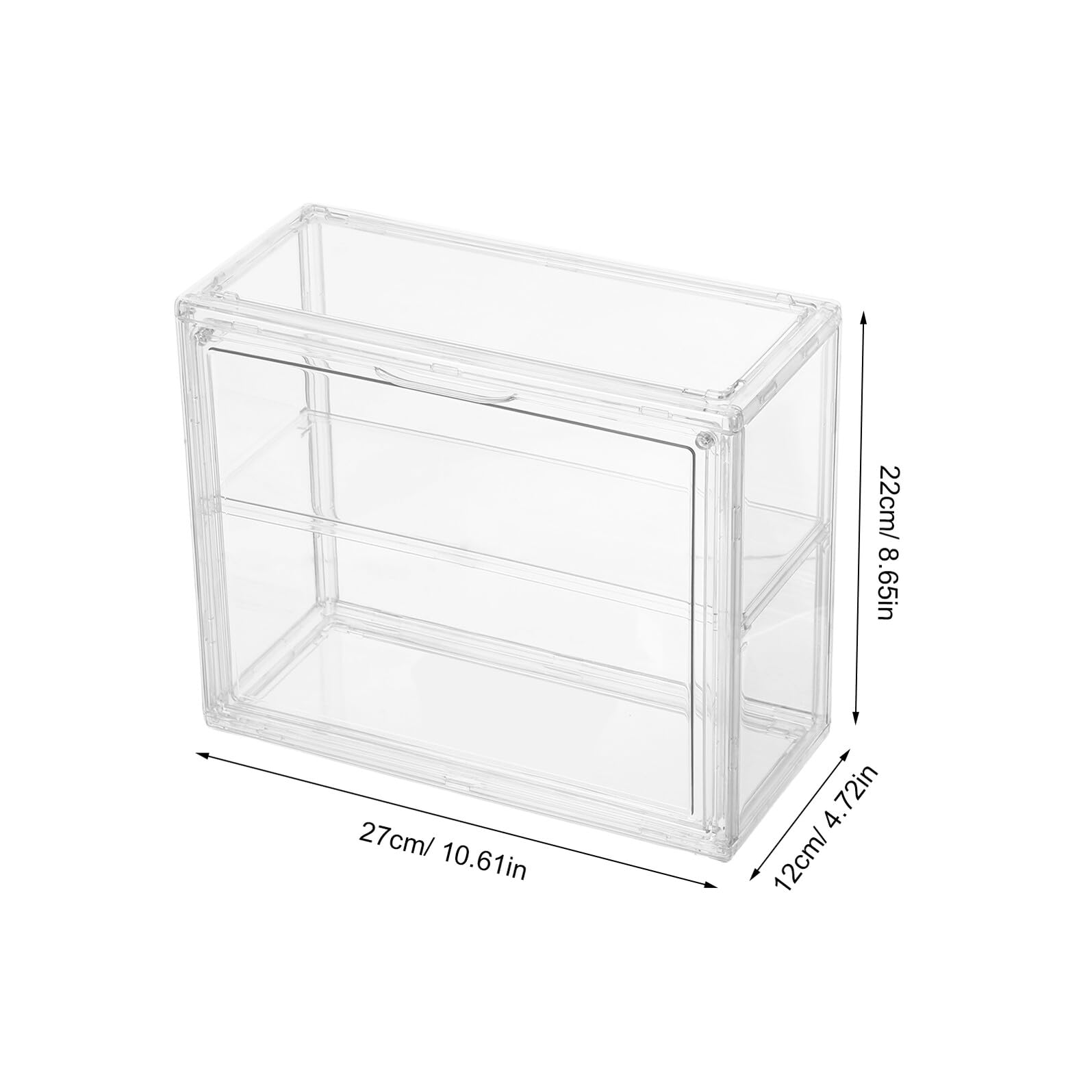 GARVALON Doppelte Acryl Vitrine für Modellautos 27X22X12cm Transparente Aufbewahrungsbox mit Wand und Tischmontage Staubgeschütztes Display für Sammler und Modellbau