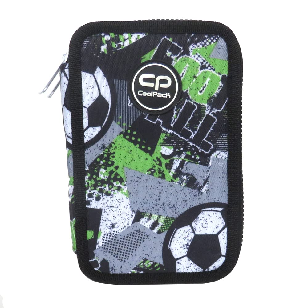 Coolpack XXL 3-Compartment Football Pencil Case for Boys 44 Pieces 3 Tier Grey, Gray, 19.5 cm x 12.5 cm x 6.5 cm - Image 3