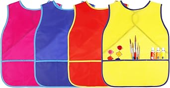 Art Smock for Kids Painting Aprons Sleeveless Painting Smocks Kids Art Aprons with 3 Pocket for Age 3-8 Years