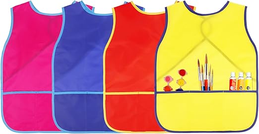 Art Smock for Kids Painting Aprons Sleeveless Painting Smocks Kids Art Aprons with 3 Pocket for Age 3-8 Years