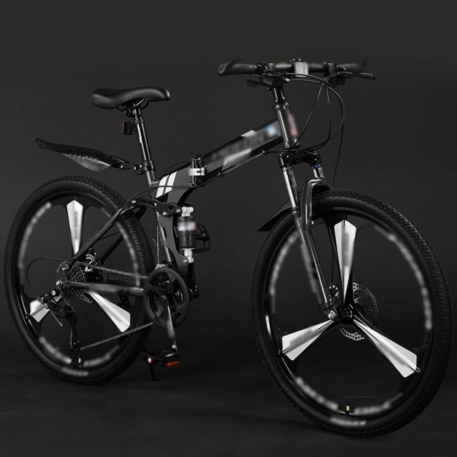 Bicicleta de montaña Plegable de 24'', 26'' y 27,5'' — Doble suspensión para Hombres y Mujeres, con 21 velocidades, Cuadro de Acero de Alto Carbono y Ruedas de Tres radios.