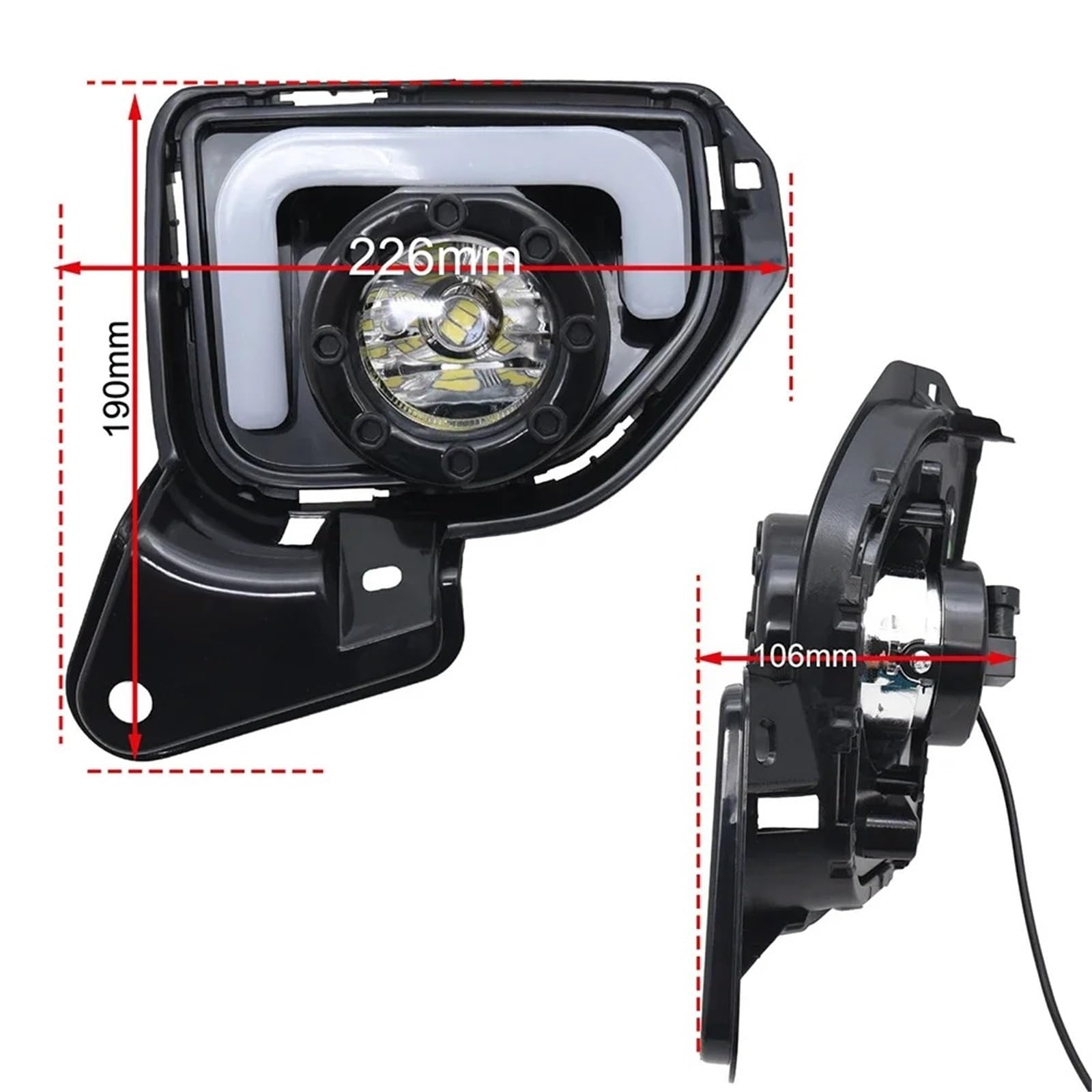 Antiniebla Delantero Para TOYOTA Para HIACE Para COMMUTER 2014 2015 2016 Luces Diurnas LED DRL Conjunto De Faros Antiniebla Luces Diurnas Señal De Giro Faro Antiniebla Delantero