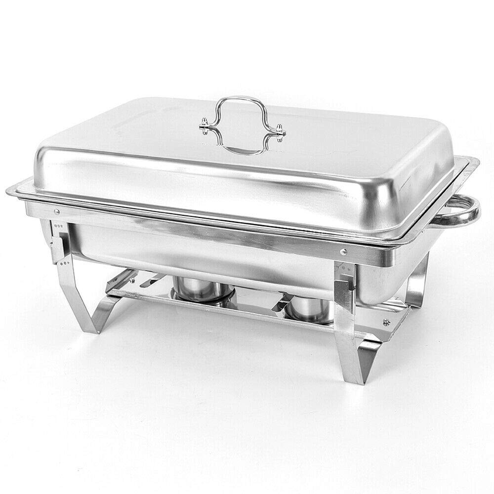 9 litri in acciaio inox Chafing Dish scaldavivande con manici e coperchio, contenitore termico in argento, per buffet, colazione, feste, matrimoni