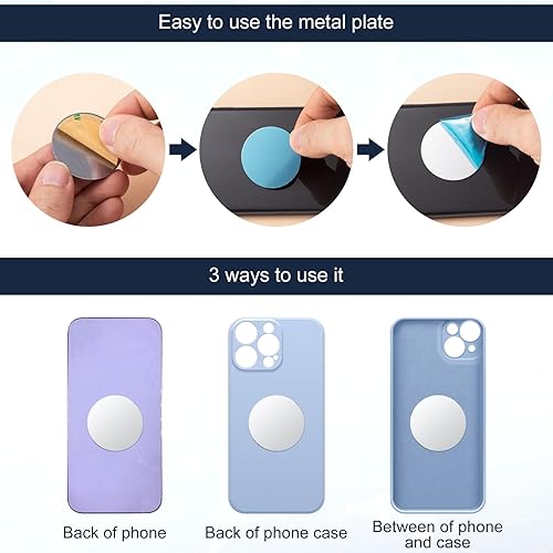 Miniatura 4 de 30pcs 1.575 in Universal Round Metal Phone Disk para soporte magnético del teléfono del coche, autoadhesivo, plateado