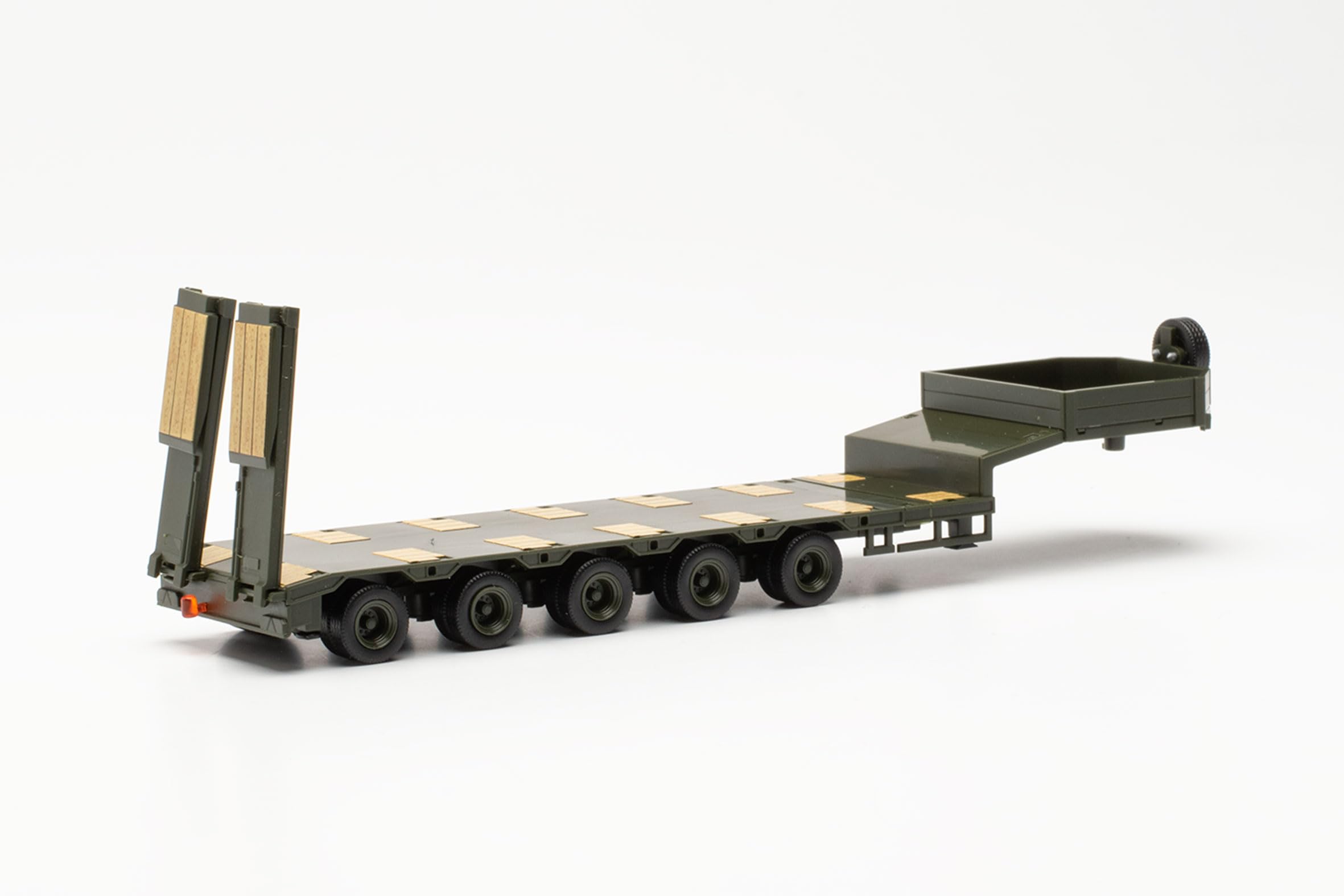 Herpa Modèle de Camion Goldhofer Semitie Semi-remorque avec arrière biseauté et rampes d'accès, 5a, Miniature à l'échelle 1:87, Objet de Collection, fabriqué en Allemagne, Plastique
