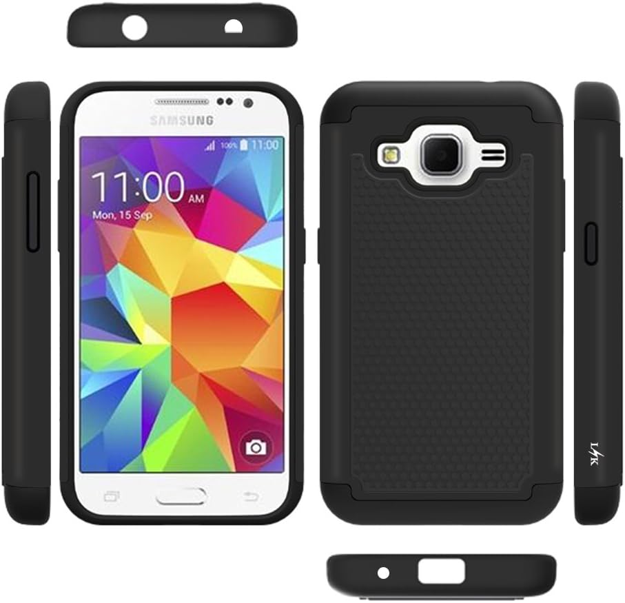 LK Case for Core Prime, [Shock Absorption] Hybrid Dual Layer Armor Defender Protective Case Cover for Samsung Galaxy Core Prime (Black)