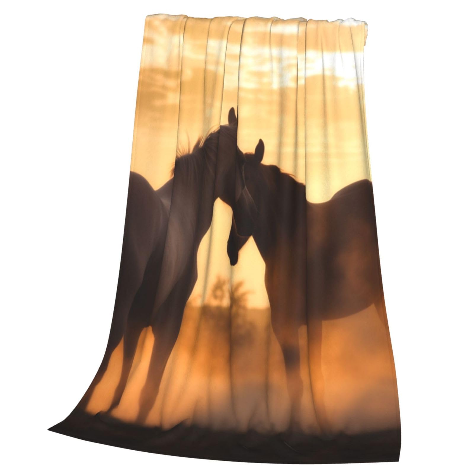 Couverture imprimée en flanelle chevaux pour canapé 152x127 cm