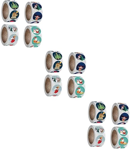 STOBOK 12 rollos de pegatinas de rollo de Navidad etiqueta impresora de pegatinas para sobres, etiquetas de panadería de Navidad, etiquetas