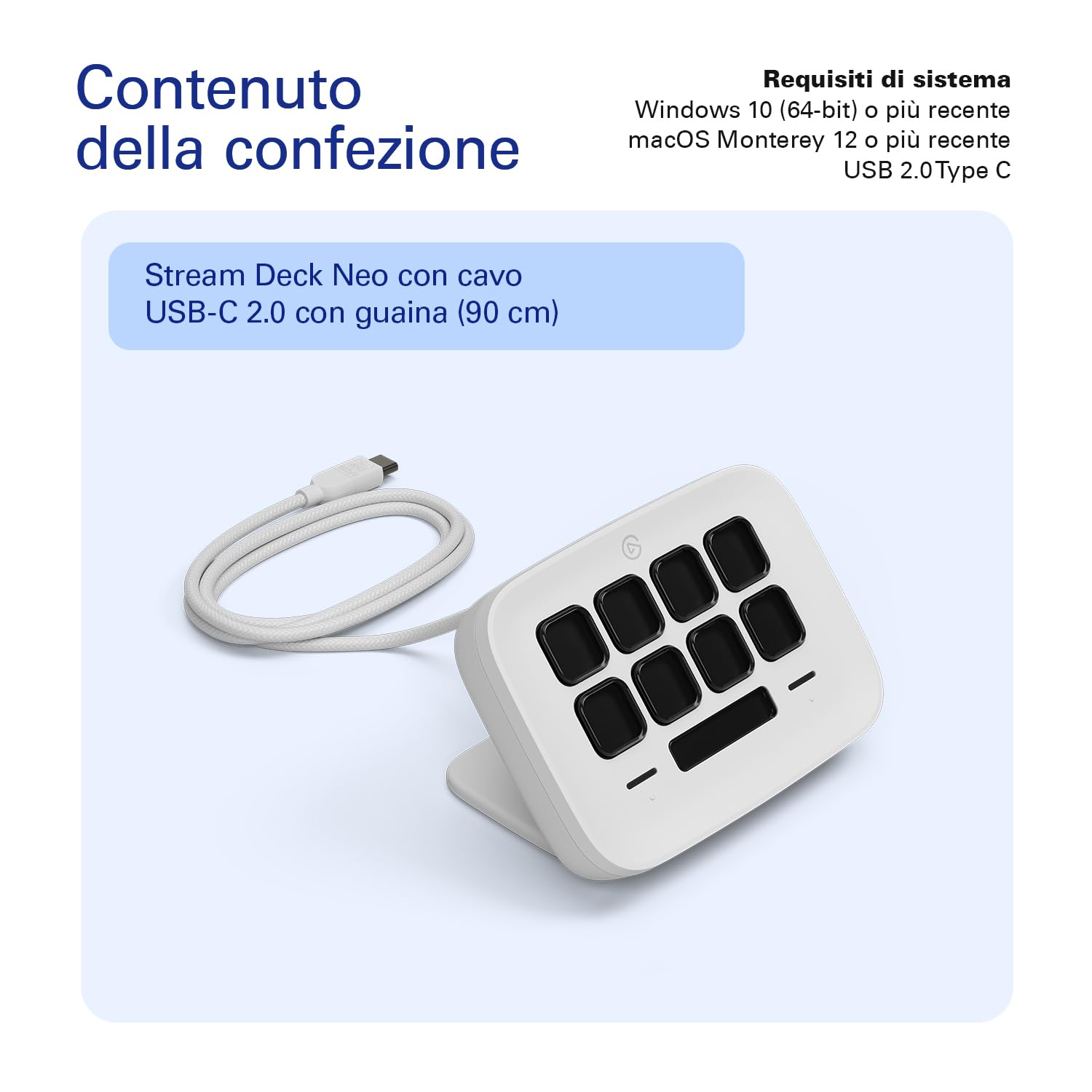 Elgato Stream Deck Neo – 8 Tasti Personalizzabili, 2 Touch Point, velocizza attività e Flussi di Lavoro - controlla Word, Excel, PowerPoint, Teams, Zoom, Spotify e Altro, Drag And Drop - per Mac e PC