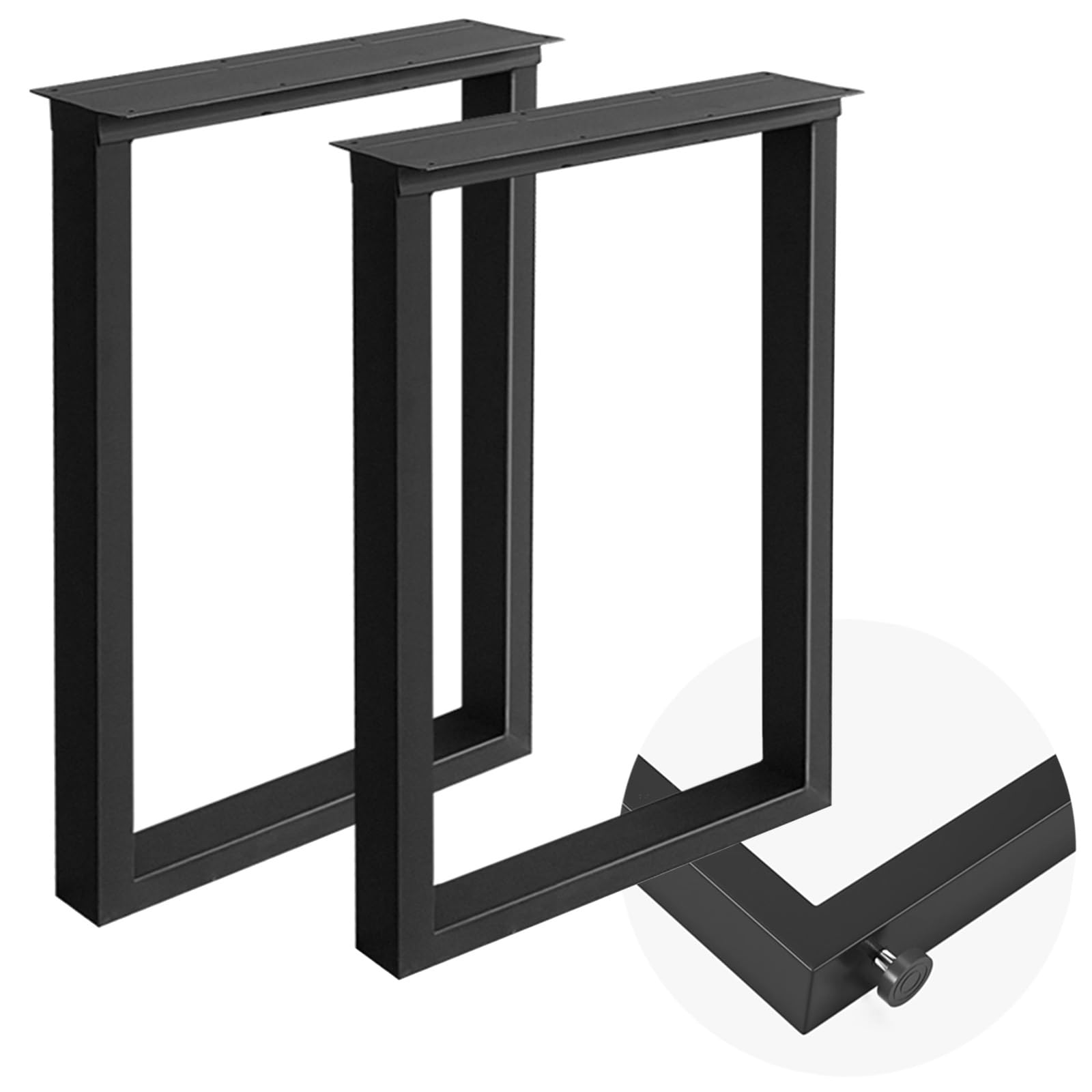 Industrial DIY meble nogi, Metalowe prostokątne nogi do stołu, zestaw 2 wielokolorowych, wielu rozmiarów, do stołów do jadalni(Schwarz,W50xh100cm)
