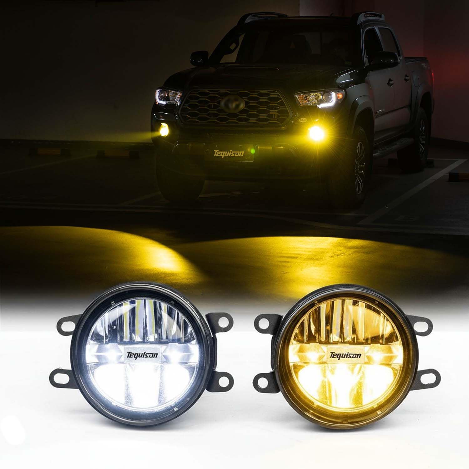 Unique 3-Mode 7000LM LED Fog Lights Kit for Tacoma 2012-2022, 4Runner 2014-2022, Yellow/White/Combo Beam, IP67 Waterproof Aluminum Housing, Plug & Play (Pack of 2)