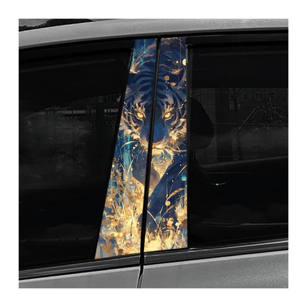 Body Parts 2pcs White Tiger DIY Car B-Pillar Waterproof Stickers Protective Decoration Cover Scratches(C)