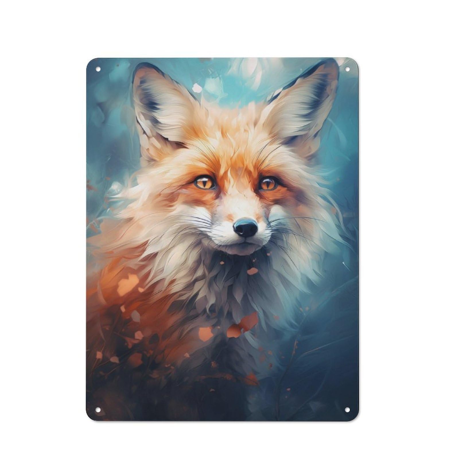 Junmoney Fox In Forest Tin Sign 40X30cm For Workshop Wall, Rustic Wall Decor, Suited To Workshop Decor Fans