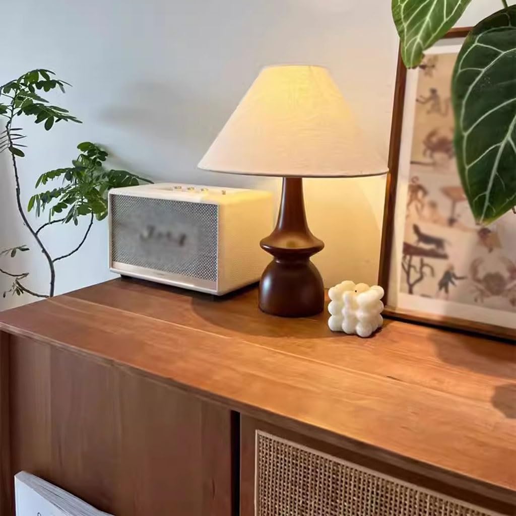 Lampka nocna dekoracyjna lampa stołowa kreatywna prosta z tkaniny z litego drewna atmosfera salonu nocna sypialnia retro nowoczesna lampa dekoracyjna dla Zuhause
