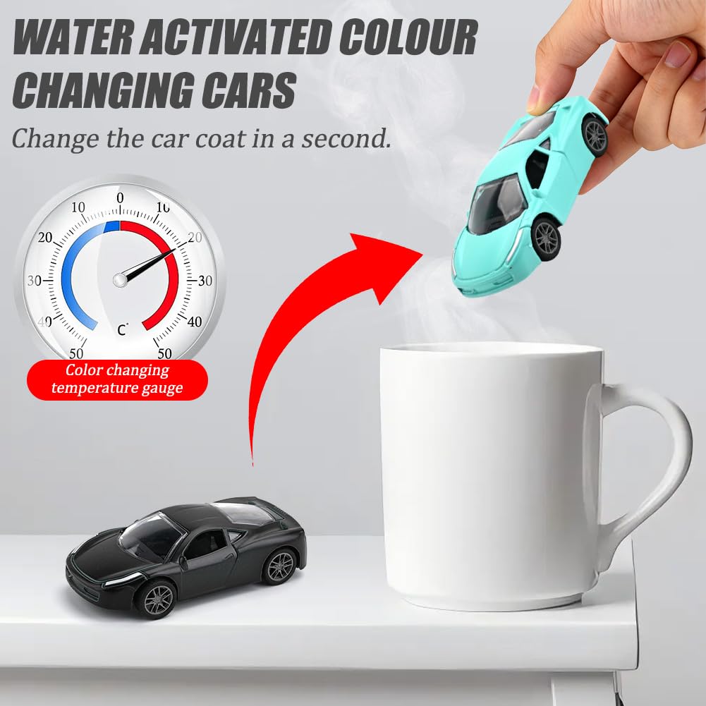 Mtbricey 4 PCS Colour Changing Cars Colour Shift Alloy Water-Activated Toy Cars for Bath & Playtime Mini Car Toys Racing Car Playset Vehicle Toys Gifts for 3 4 5 Year Old Boys - Image 4