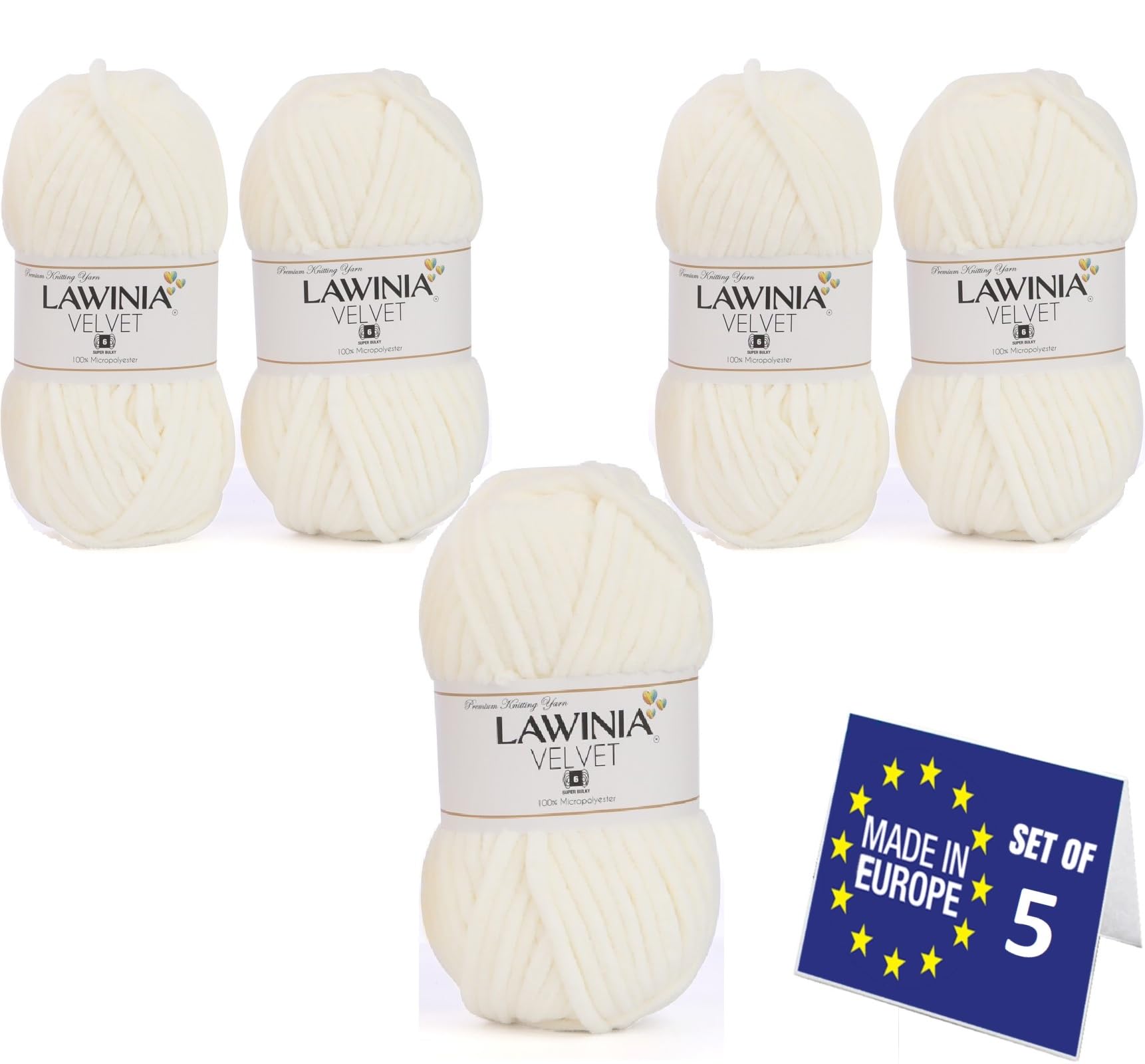 LAWINIA Premium Soft Chenille Yarn Chunky for Knitting Thick Velvet Yarn, Does NOT SHED, Plush Crochet Chunky Wool