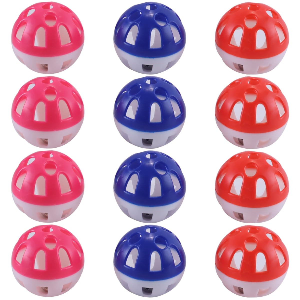 Muiltvoe 12Pcs 3.8CM Cat s with Bell,Multicolor Interactive Plastic Cat Toys,Jingle Pounce Chase Rattle s for Indoor Kittens Play