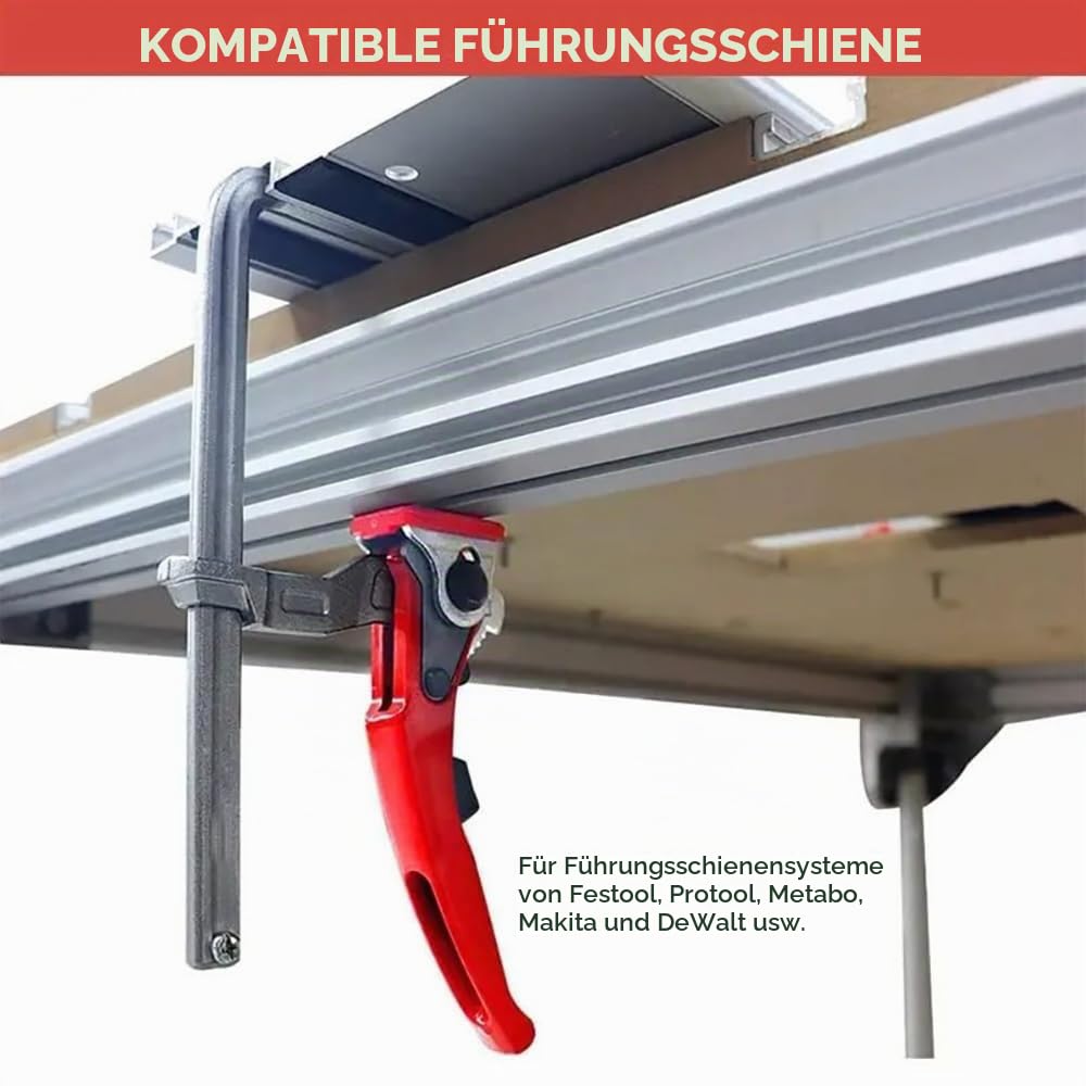 Hebelzwinge,Tischzwinge,Führungsschiene Zwinge,2 Stück Ganzstahl mit Hebelgriff,300mm Kapazität und 60mm, Schnellverschlussmechanismus,eine Sekunde zum Lösen der Befestigung zum Schleifen, Schneiden