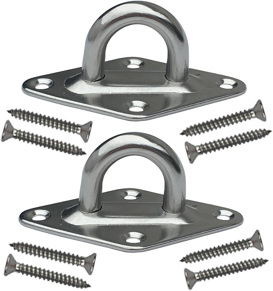 Amgate 2 PCS Suspension Ceiling Hooks with 8 Screws - Stainless Steel Swing Hanger Hooks for Yoga Sling, Hammock, Hanging Chair