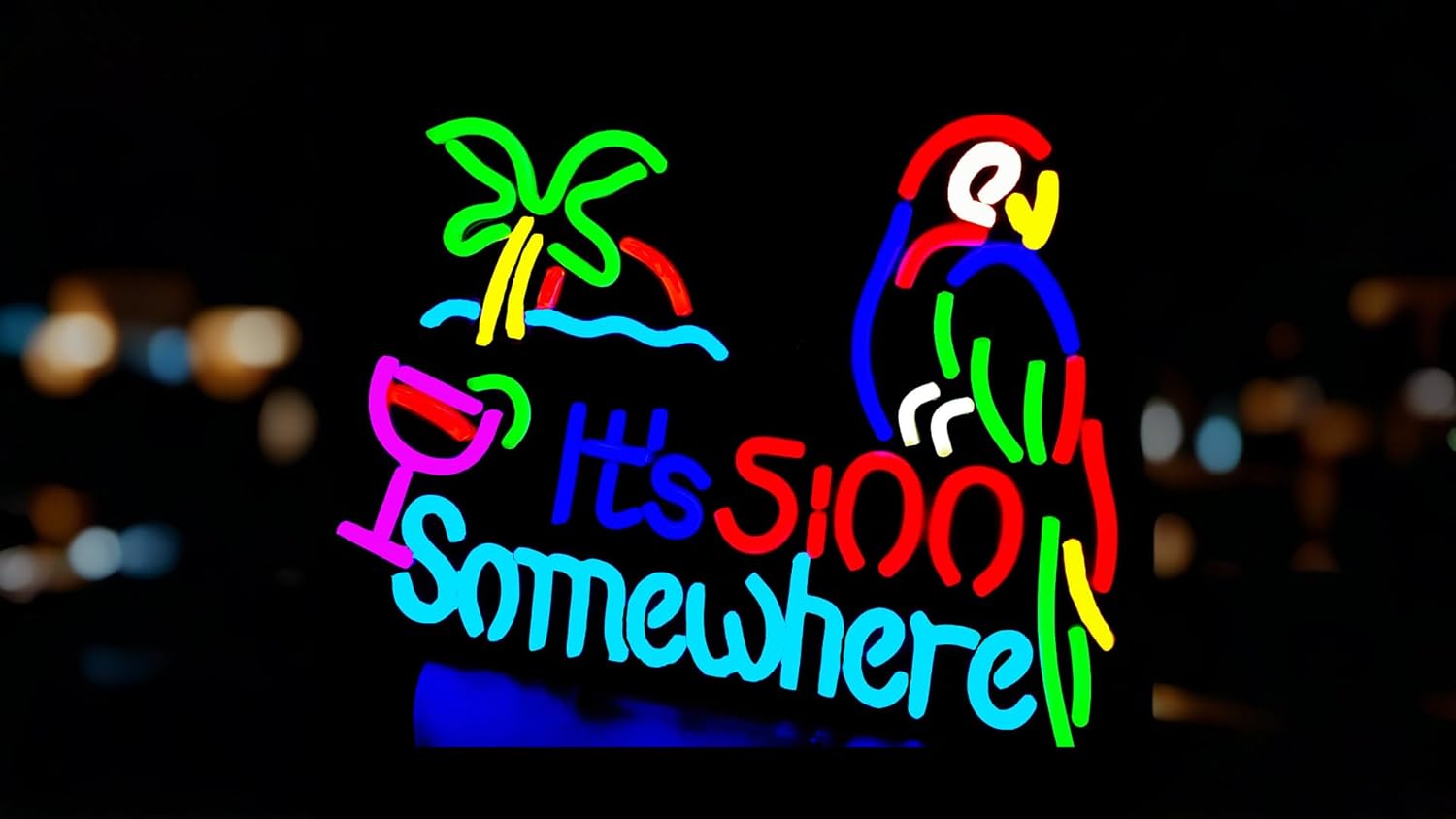 LDGJ Its 5 o'clock somewhere neon sign decor Parrot Custom Customized Home Beer Bar Pub Recreation Game Room Name Lights led Wall Party Birthday Bedroom Bedside Table wall Sun Beach Palm Tree Decoration man cave gift for men - Image 5