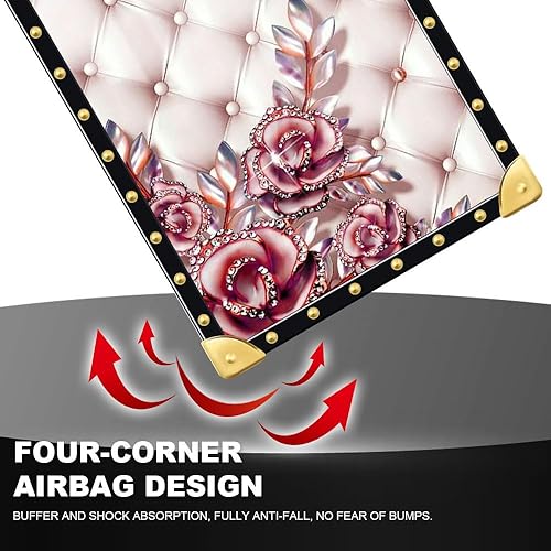 Miniatura 7 de Yuning419 Funda compatible con iPhone 15 Plus, diseño de diamantes de mariposa, para niñas y mujeres, decoración de lujo, cuadrada, suave, TPU a
