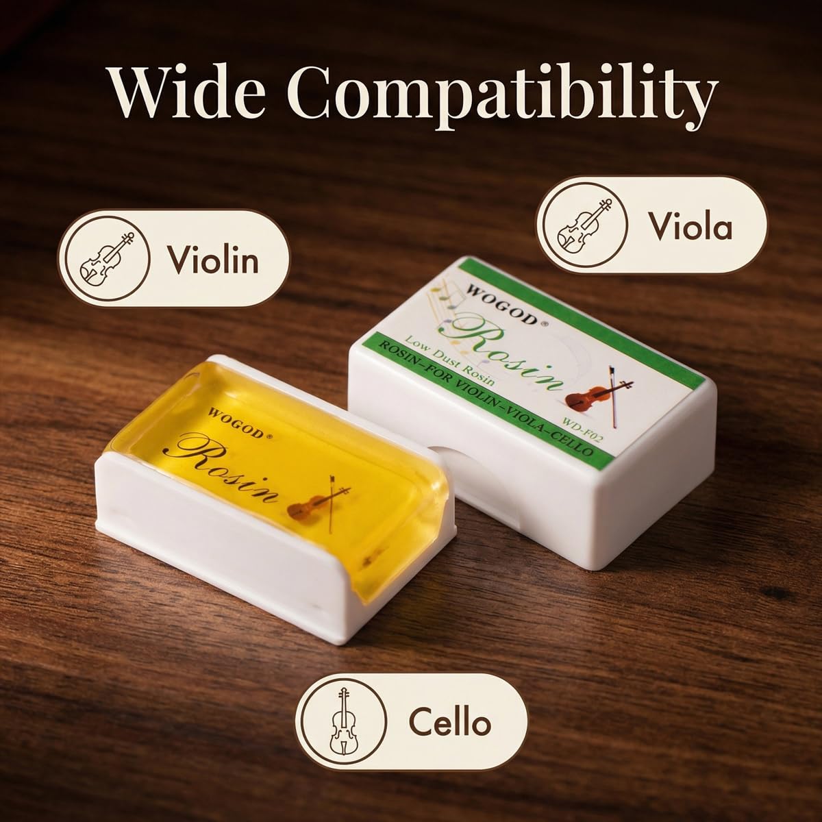 Lot de 2 colophanes légères pour violon, alto et violoncelle - Lot de 2 colophane - Faible poussière