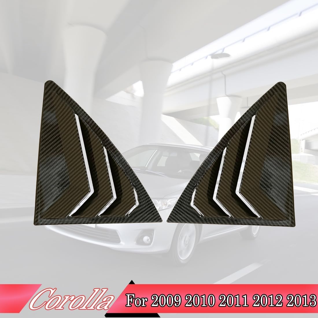 Window Louver,MUXEE 2Pcs Air Vent Scoop Shades Cover Blinds Trim for Toyota Corolla 2009 2010 2011 2012 2013 - ABS Carbon Fiber Sport Decorative Accessories