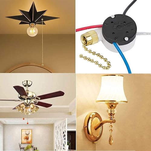 Miniatura 5 de Interruptor de ventilador de techo Zing Ear ZE-208s E89885 de 3 velocidades con 4 cables, interruptor de cadena de tracción, interruptor de luz de