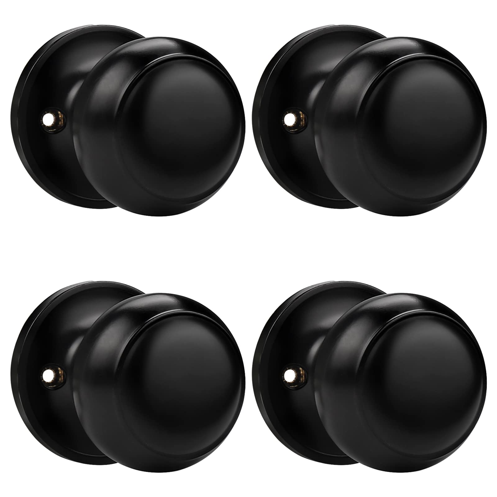 Probrico Black Half Dummy Door Knobs, Round Non-Turning Inactive Door Knobs Handles for Closet French Door,4 Pack