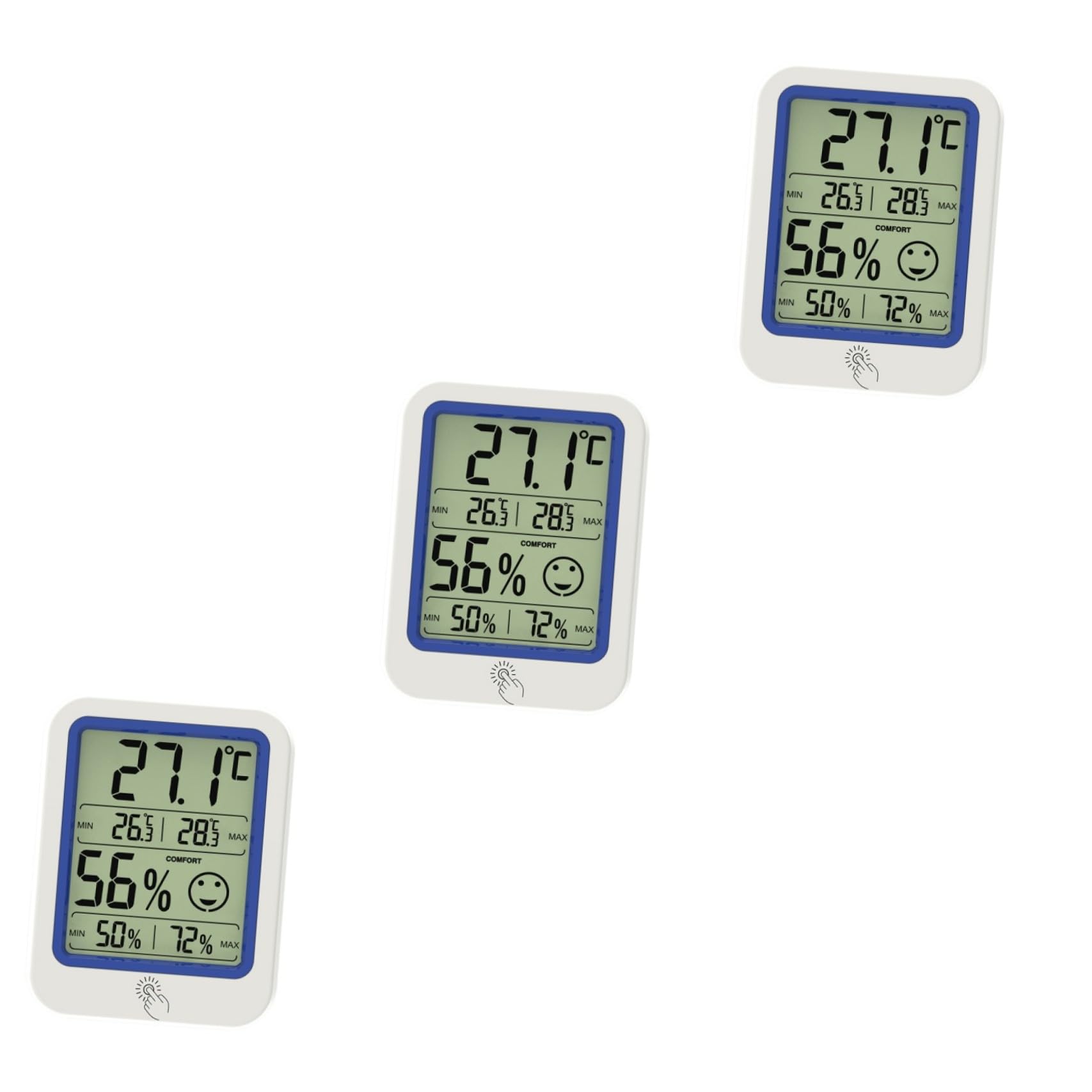Abaodam Lot De 3 Thermomètres Numériques Hygromètres Et Hygromètres D'Intérieur Avec Écran Lcd Et Fil En Plastique
