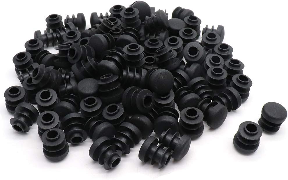 BTMB Plastic Domed Round Tube Ribbed Inserts End Cover Caps (Dia 14mm/0 ...