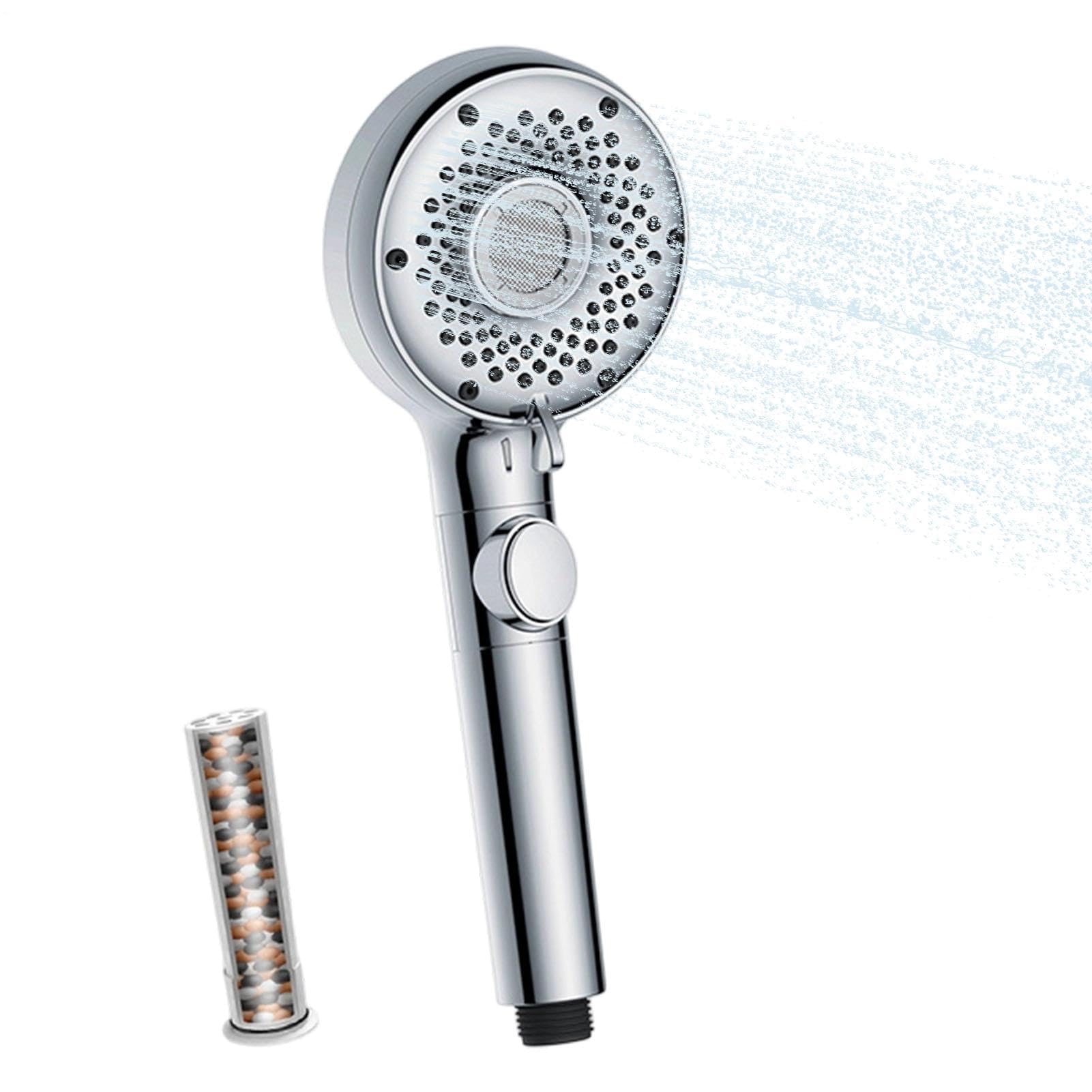Cabezal de ducha de mano con 5 ajustes de pulverización, cabezal de ducha de baño de alta presión para experiencia de spa en casa, fácil instalación y ajuste