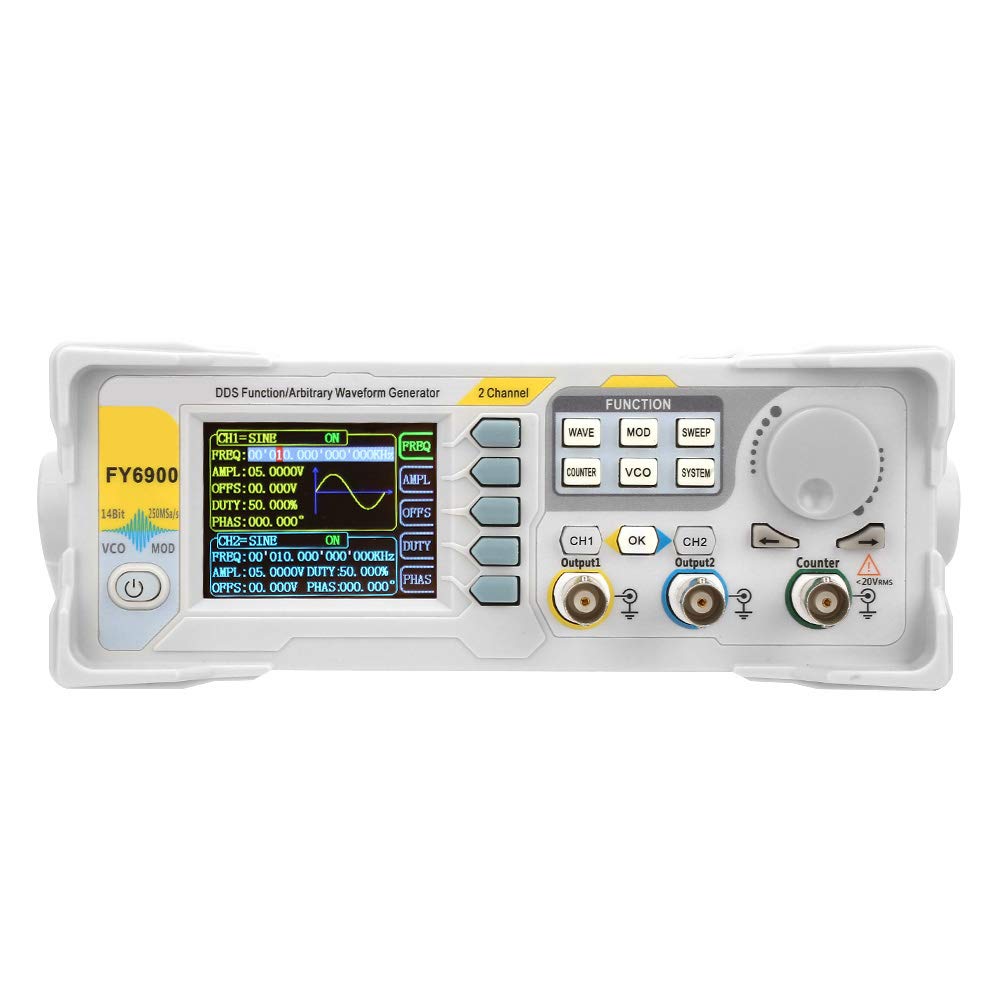 Contador de Señal, FY6900 Sine 0-30 MHZ 2.4in Pantalla TFT Medidor de Generador de Señal Digital