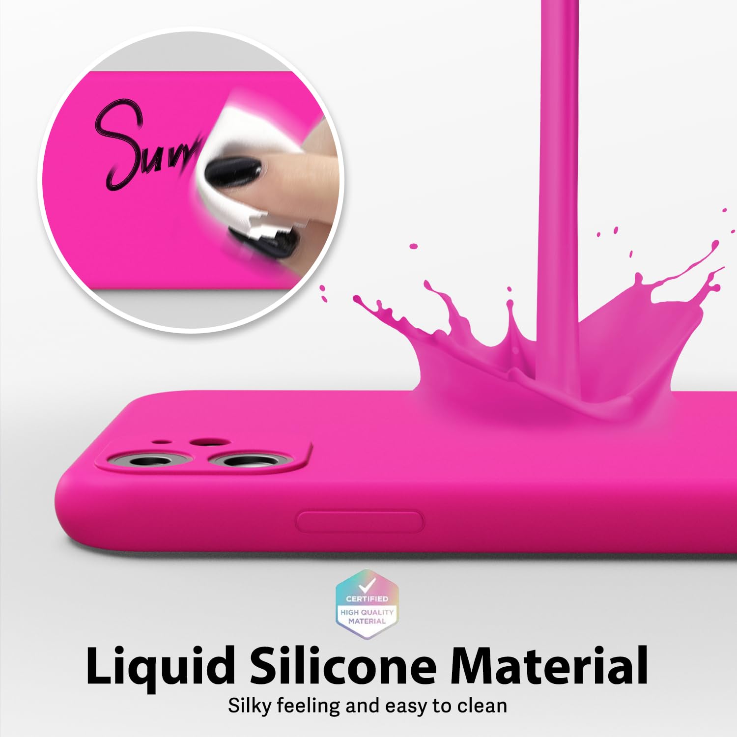 oakxco for iPhone 17 Pro Max Phone Case Liquid Silicone, Cute Thin Slim Grip Soft Rubber Gel for Women Men, Smooth Matte TPU Plain Solid Color Girly Simple Case with Camera Cover, Light Pink — view 1704