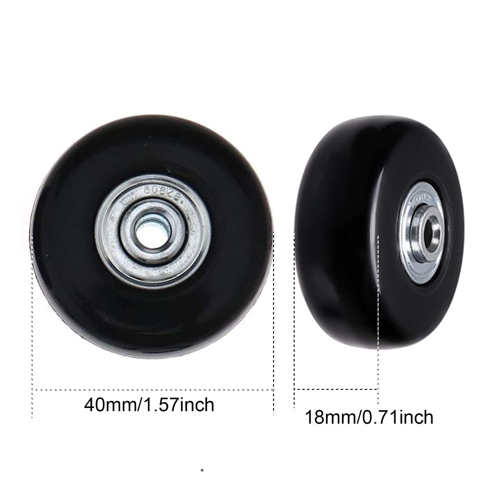 4 Piezas Ruedas de Repuesto para Equipaje y Maletas de Viaje de un Solo Rodillo (40mm x 18mm) (Paquete de 4)