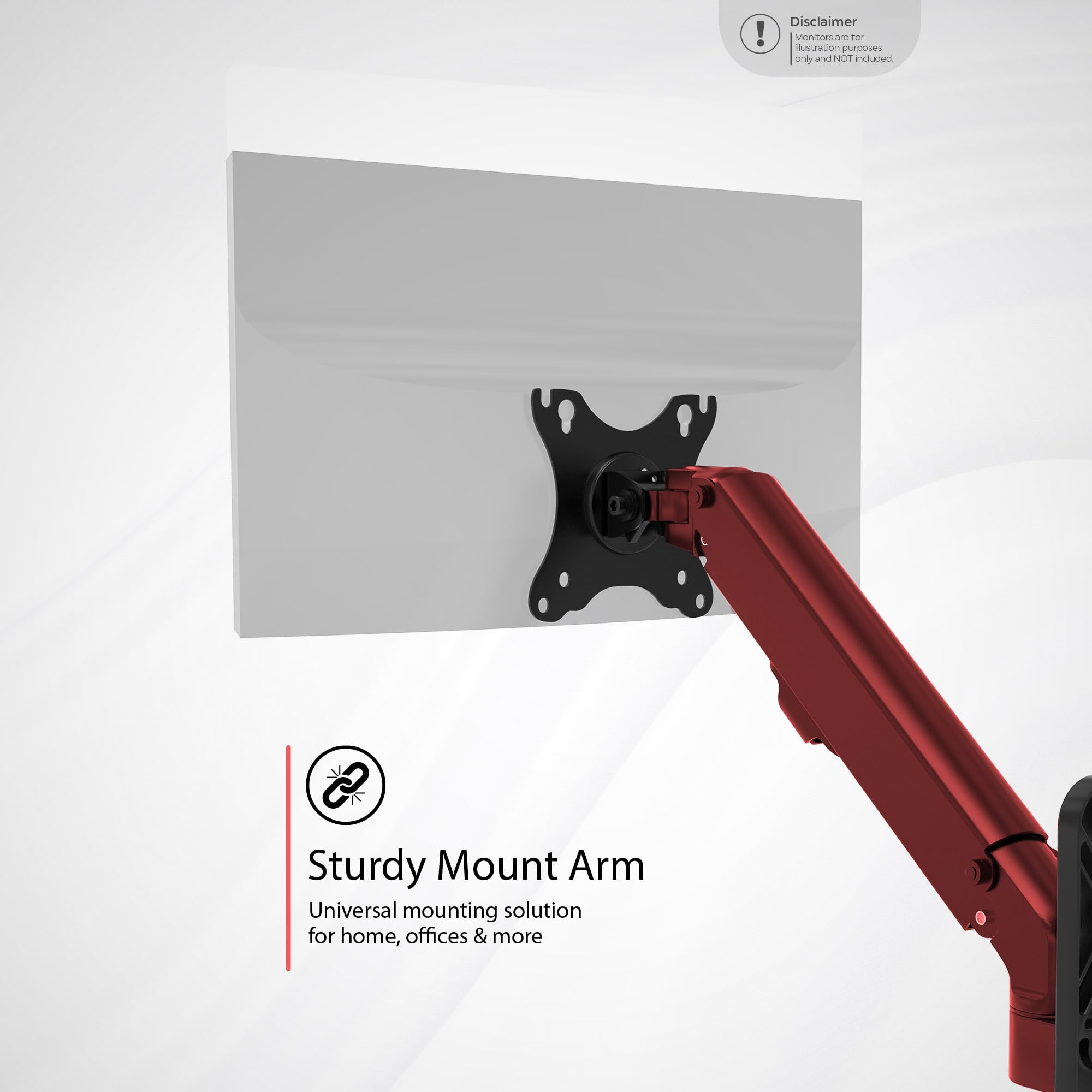 CTA Digital Supporto da Parete per Monitor Singolo, per schermi da 17" a 27", inclinabile 75 x 75 cm, Braccio per Monitor VESA 100 x 100, Supporta Monitor Fino a 7 kg (ADD-AVWMB)