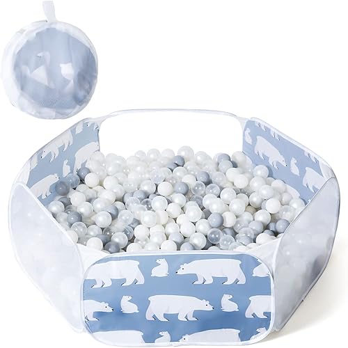 Tienda de campaña grande para niños y niñas, para interiores y exteriores, con bolsa de transporte, pelotas no incluidas (oso)