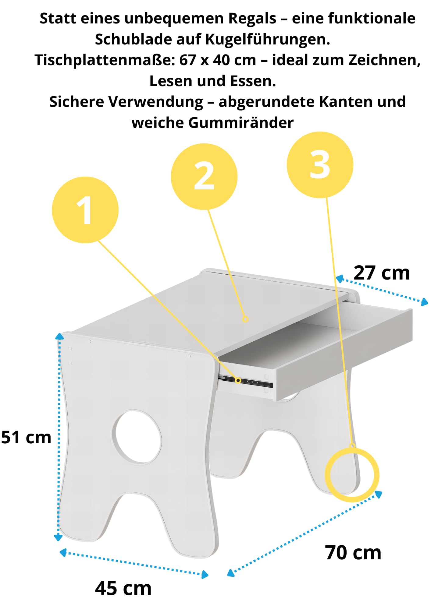 Happy Babies - Kinderschreibtisch-Stuhl-Set, ergonomischer Spieltisch mit geräumiger Schublade - Kinder-Lern- und Spieltisch - Kindermöbel, für den Kindergarten Teddybär (Handwerker)