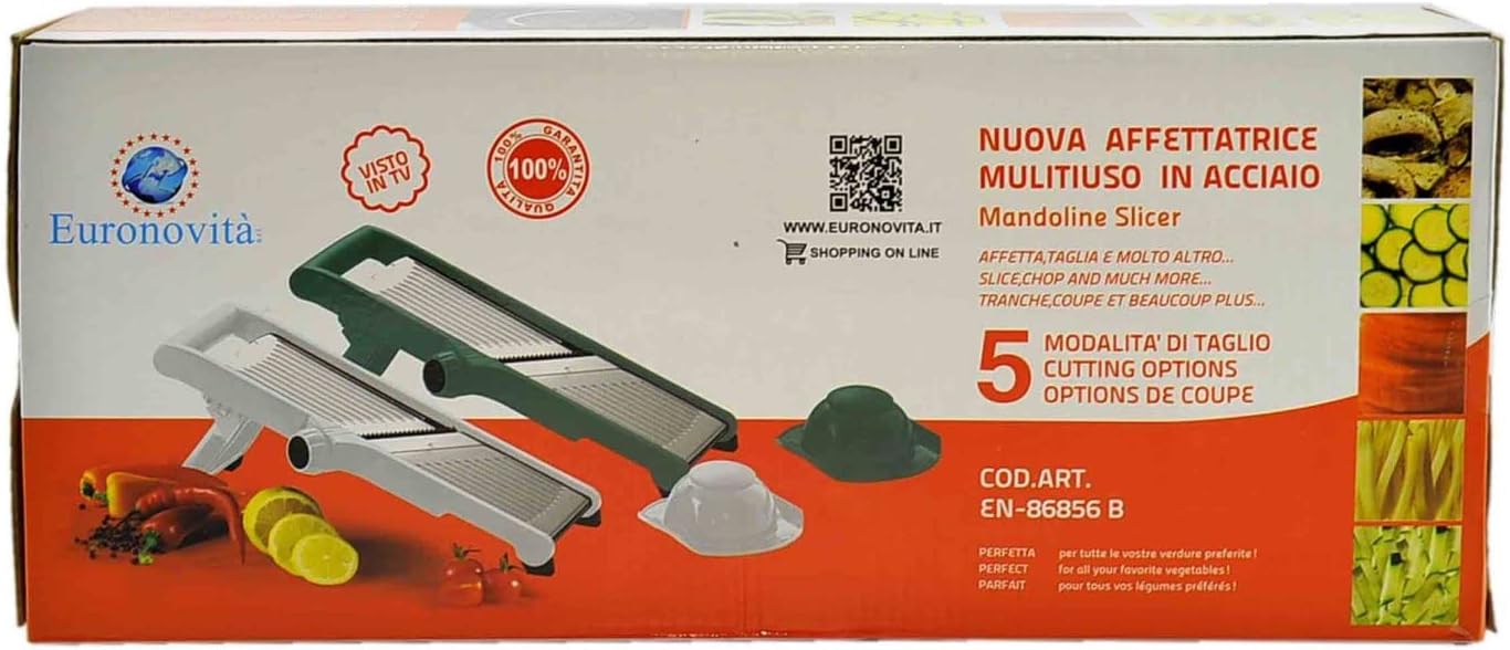 Euronovità EN-86856 B Multi-Purpose Vegetable Slicer Mandolin, Steel, 45 x 12 x 10 cm, Assorted Colours