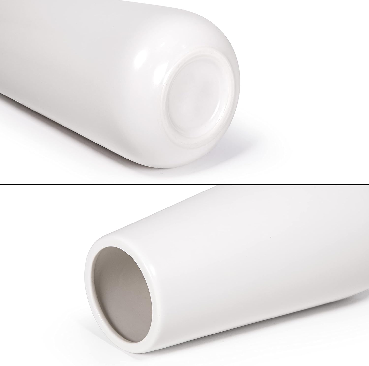 D'vine Dev 11 Inch Ceramic Flower Vase Matte Finishing, Minimalist Design for Home Décor, Bedroom, Living Room, Centerpieces, Office, White, VS-XH-D-2 - Image 3